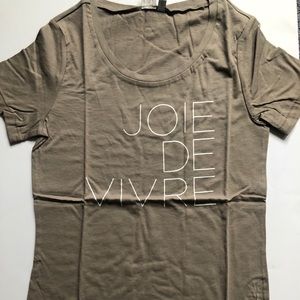 🆕 [A Ruby] “Joie De Vivre” Tan Cotton T-Shirt Sz: XS